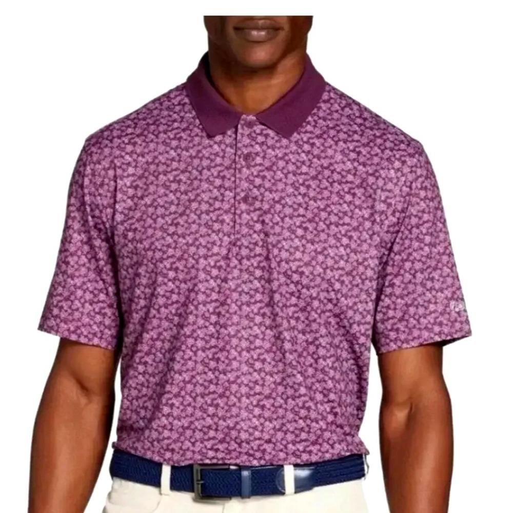 Walter Hagen Polo P11 Dogwood Ditsy Men's S Beet Purple NWT